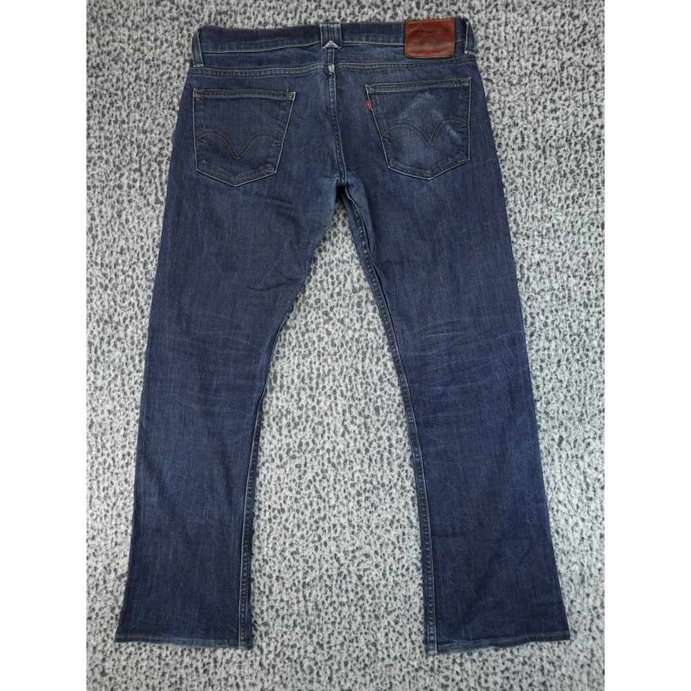Levis‎ 597 Low Boot Jeans Mens 34x32 Dark Blue Bootcut Stretch